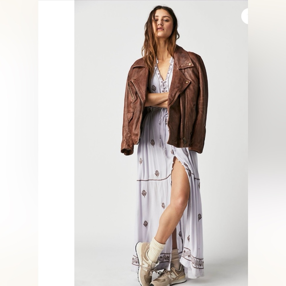 Free People White and Brown Maxi Dress